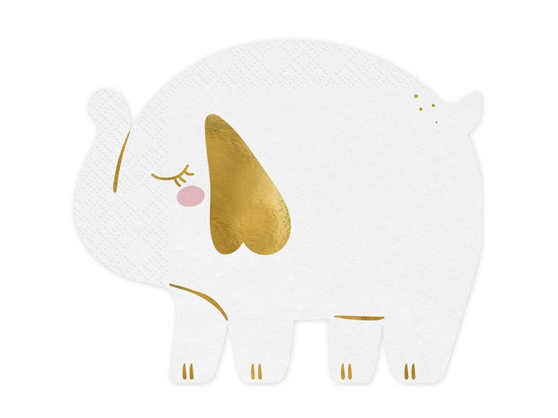 Papierservietten Elefant, 16x13.5 cm, Weiss (1 VPE / 12 Stk.) - FeierGlanz